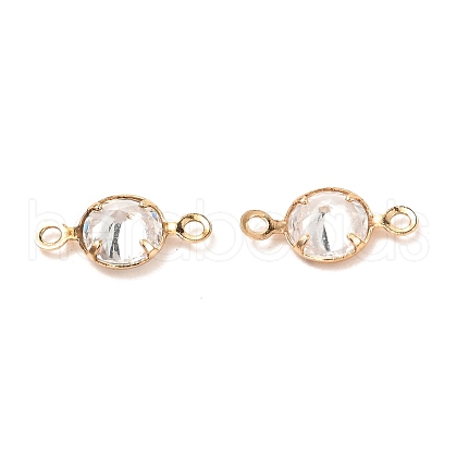 Brass Micro Pave Clear Cubic Zirconia Link Connectors ZIRC-K087-14KCG-1