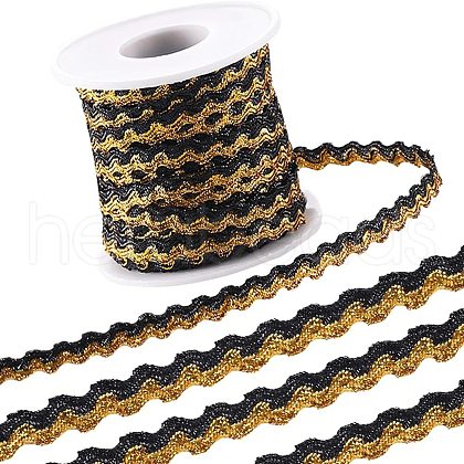 Gorgecraft 1Pc Sparkle Wavy Polyester Ribbons OCOR-GF0002-99A-1