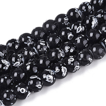Baking Paint Glass Beads Strands DGLA-N015-6mm-10-1