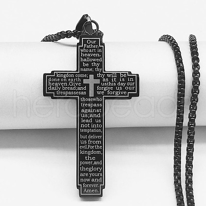 Vintage hip-hop men's Stainless Steel necklace with cross pendant. PA3677-3-1