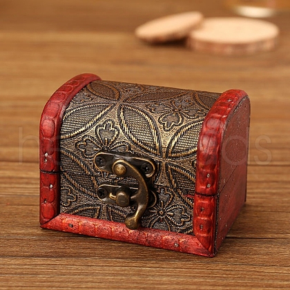Retro Engraved Wood Jewelry Storage Treasure Boxs with Clasps PW-WG63114-04-1