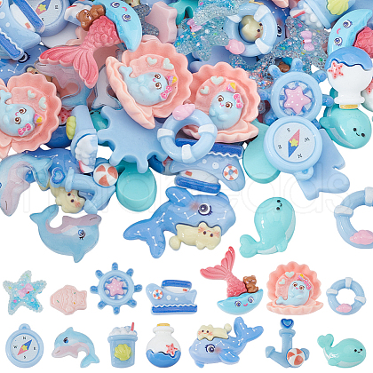 SUNNYCLUE 84Pcs 14 Styles Epoxy Resin Decoden Cabochons CRES-SC0002-91-1