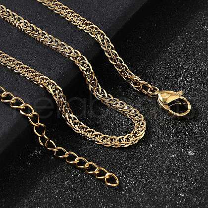 3MM 304 Stainless Steel Wheat Chain Necklaces for Men STAS-V011-03D-G-1