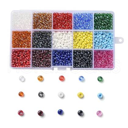 180G 15 Colors Glass Seed Beads SEED-JQ0003-01D-4mm-1