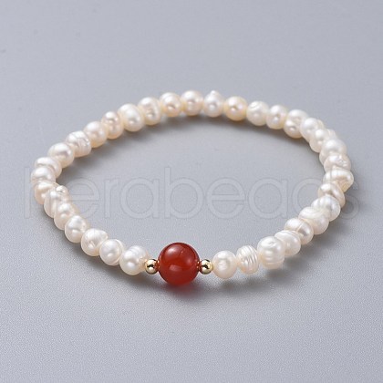 Stretch Grade A Natural Freshwater Pearl Bracelets BJEW-JB04623-04-1