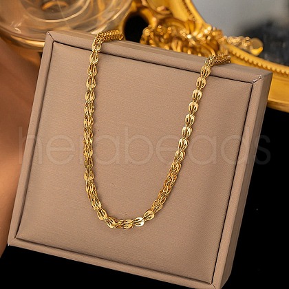 304 Stainless Steel Link Chain Necklaces for Women Men NJEW-Q028-09G-1