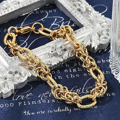 304 Stainless Steel Oval Link Chain Bracelets for Women BJEW-F488-43G-1