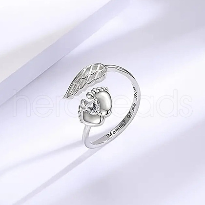 Fashionable Brass Cubic Zirconia Cuff Rings FS-WGAF8F3-01-1
