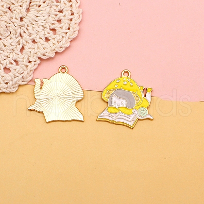 Alloy Enamel Pendants MUSH-PW0001-008E-1