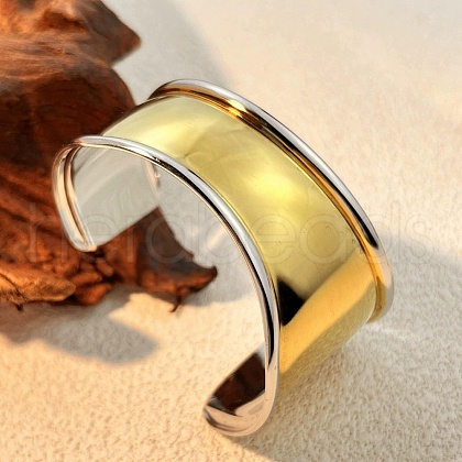 304 Stainless Steel Cuff Bangles BJEW-Z127-01GP-1