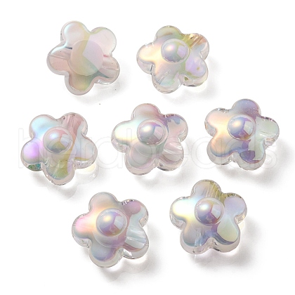 UV Plating Rainbow Iridescent Transparent Acrylic Beads OACR-C007-03A-1