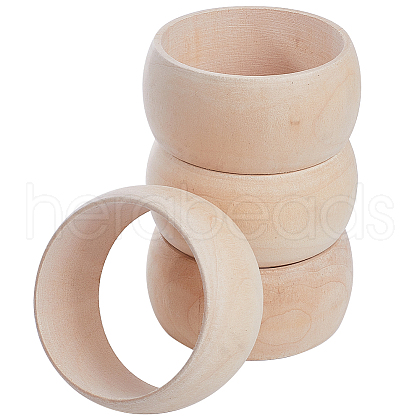 Unfinished Wood Plain Bangle for Women BJEW-WH0018-18-1