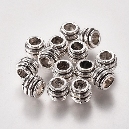 Tibetan Style Alloy Barrel Large Hole European Beads TIBEB-5716-AS-LF-1