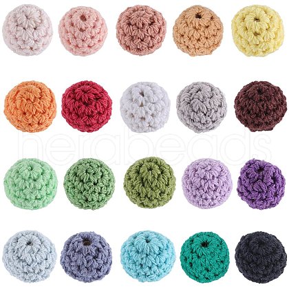 SUNNYCLUE 40Pcs 20 Colors Organic Wool Fabric Beads FIND-SC0009-18-1