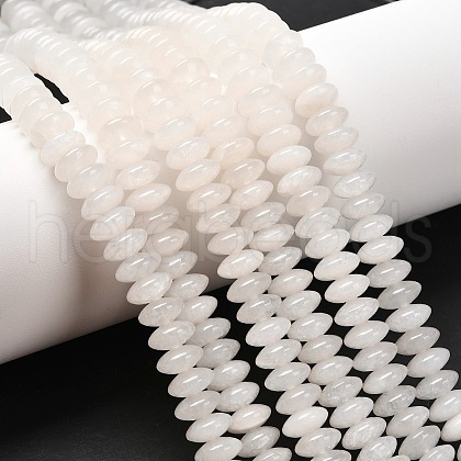 Rondelle Natural White Jade Beads Strands G-P109-23-1