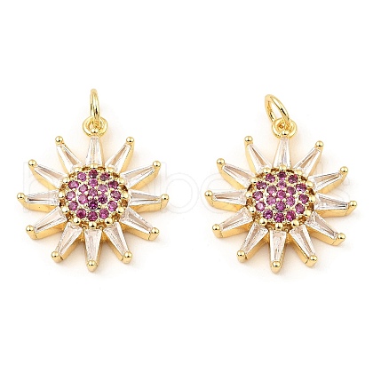 Rack Plating Brass Micro Pave Clear Cubic Zirconia Pendants KK-M253-10G-02-1