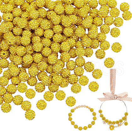   200Pcs Pave Disco Ball Beads RB-PH0001-41G-1