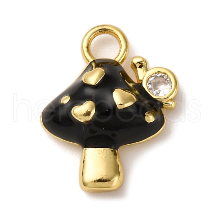 Brass Micro Pave Clear Cubic Zirconia Enamel Pendants KK-I276-26G-01-1