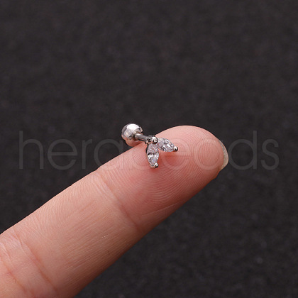 316L Surgical Stainless Steel Micro Pave Clear Cubic Zirconia Flower Cartilage Earrings WG9CD6D-15-1
