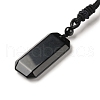 Natural Obsidian Rectangle Pendant Necklace with Nylon Cord for Women NJEW-C001-01A-02-2