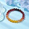 8mm Round Natural Carnelian & Agate & Malaysia Jade Beaded Stretch Bracelets BJEW-TA00514-01-2