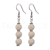 Dyed Nature Lava Rock Round Beaded Dangle Earrings for Women EJEW-JE05636-04-1