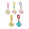 5Pcs 5 Colors Baking Painted Imitation Jade Glass Woven Clover Pendant Decorations HJEW-JM03148-2