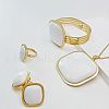 Square 304 Stainless Steel Resin Bangles & Rings & Earrings & Necklaces Sets for Women FS-WG63C6A-06-1