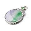 Dyed Natural Myanmar Jade Flower Flat Round Pendants KK-Q050-03A-2