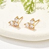 Brass Micro Pave Clear Cubic Zirconia Stud Earrings for Women EJEW-G428-25G-03-3