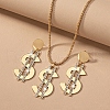 Dollar Sign Alloy Rhinestone & Glass Pendant Necklaces & Stud Dangle Earrings Sets FS-WGD45F5-01-3