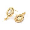 Brass Micro Pave Cubic Zirconia Shell Stud Earrings Findings KK-D363-10G-2