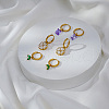 Elegant Stainless Steel Purple Cubic Zirconia Rectangle Hoop Earrings LR9784-3