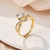 Brass Micro Pave Clear Cubic Zirconia Finger Rings for Women RJEW-U049-03G-1