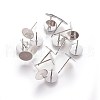 304 Stainless Steel Flat Round Blank Peg & Post Ear Studs Findings X-STAS-E025-3-1