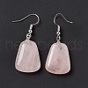 Natural Rose Quartz Trapezoid Dangle Earrings EJEW-D188-02P-01-2