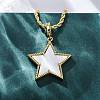 Brass Enamel Star Pendant Necklaces for Women NJEW-K381-09G-02-2