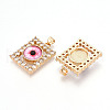 Brass Micro Pave Clear Cubic Zirconia Pendants for Women KK-T070-91A-01-2