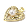 Rack Plating Brass Micro Pave Cubic Zirconia Pendants KK-P272-14G-2