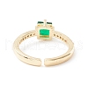 Green Cubic Zirconia Rectangle Cuff Ring KK-D067-29G-RS-3