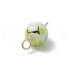 Drawbench & Baking Painted Glass Round Connector Charms PALLOY-JF03541-01-5