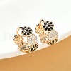 Daisy Brass Enamel Hoop Earrings for Women EJEW-G434-01G-01-1