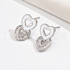Elegant S925 Sterling Silver Clear Cubic Zirconia Heart Dangle Stud Earrings SV9375-2