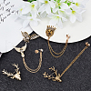 WADORN® 6Pcs 6 Style Lion & Eagle & Deer Rhinestone Safety Pin Brooches JEWB-WR0001-01-4