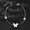 304 Stainless Steel Butterfly Link Bracelets BJEW-C098-01B-P-2