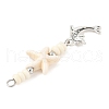 Ocean Alloy & Starfish Rondelle Synthetic Turquoise Beaded Big Pendants PALLOY-JF04012-02-4