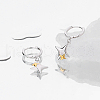 S925 Sterling Silver Two Tone Star Hoop Earrings XJ7248-5