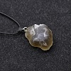 Natural Grey Agate Raw Rough Nuggets Pendant Necklace FS-WG50F2C-11-1