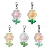 Translucent Resin Flower Pendant Decorations HJEW-JM01891-1