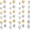 Unicraftale 36Pcs 6 Style 304 Stainless Steel Stud Earrings Findings STAS-UN0039-35-1